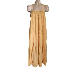 Lovestitch NEW Apricot Yellow Crochet Lace Tiered Maxi Dress L I-72158W-RUF